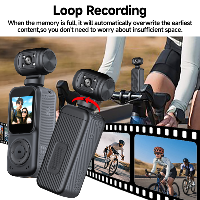 Câmera Desportiva Panorâmica Portátil DV Outdoor HD 4K Dupla Lente Gravador para Ciclismo - Image 2