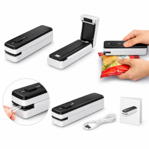 Mini Seladora Portátil USB – Fecha Sacos em Segundos e Mantém os Alimentos Frescos