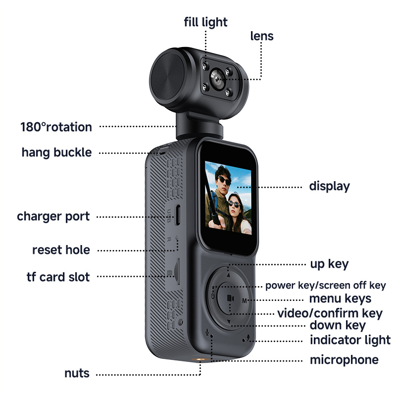 Câmera Desportiva Panorâmica Portátil DV Outdoor HD 4K Dupla Lente Gravador para Ciclismo - Image 3